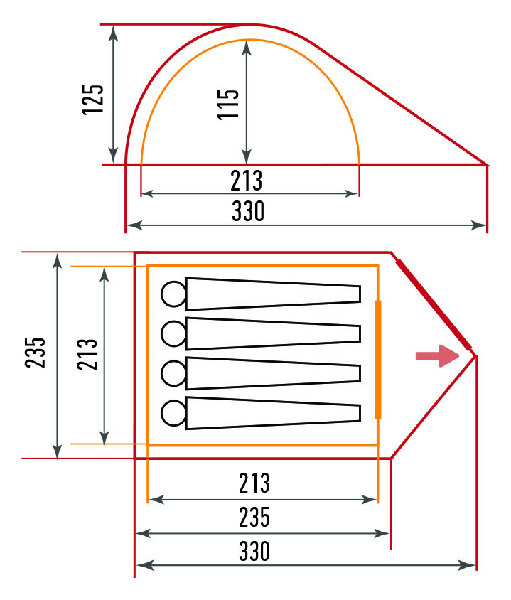 Палатка туристическая «БИВАК-4» фибергласс